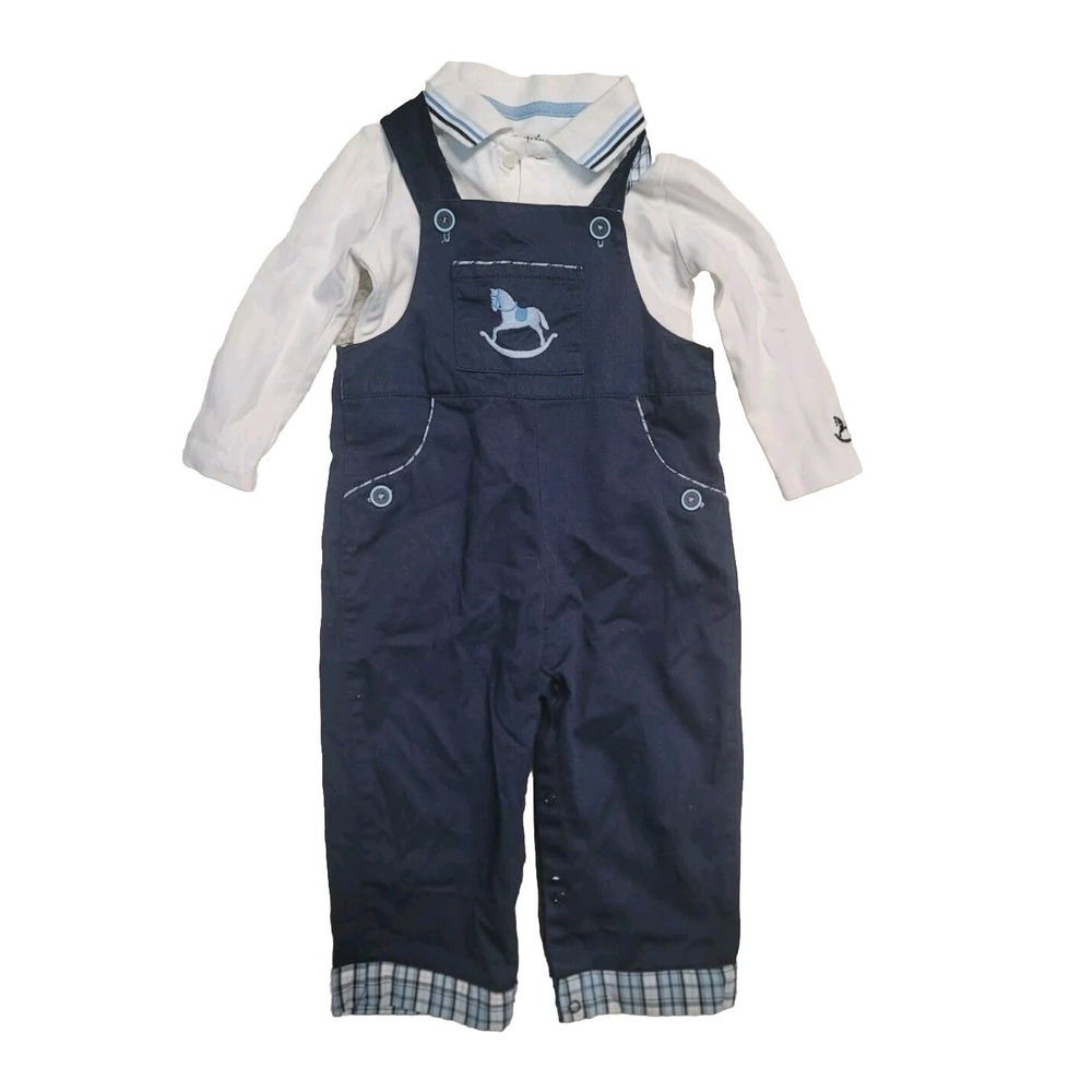 Kitestrings Baby Boys Overalls 2 Pieces Set 18 Months Blue White